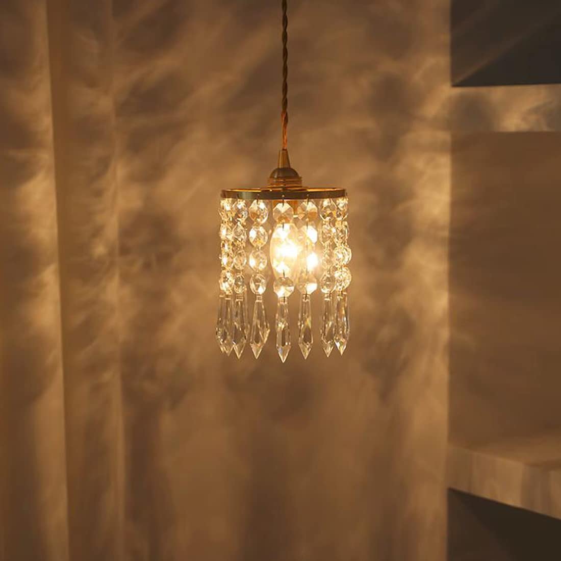 Retro LED Pendelleuchte Gold Kristall dekoratives Schlafzimmer Lampe Europäischer stil Vintage küchenlampe Antik Hängeleuchte für Wohnzimmer Büro Lernzimmer Bar Modern Elegante Kronleuchter E14, D17cm