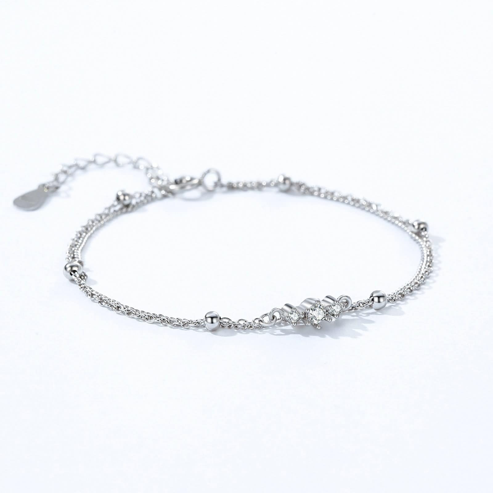 Pulseras para mujer, pulsera de doble capa con cuentas y moissanita, regalos únicos para mujer