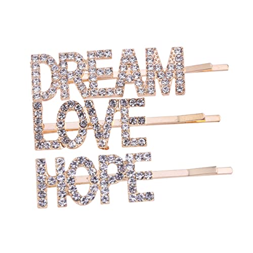 TOVINANNA 3個 アルファベットかんざし 会議 画面 パーティー 現在 見せる カフス 金 シュシュ シルバーラインストーンのヘアクリップ 弓 女性のヘアピン レターヘアクリップ Golden