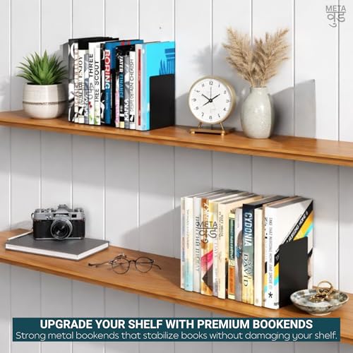 Image of 2 Heavy Duty Metal Bookends for Books | File, CD, Book Holder, & Durable Book Stand for Home, Office, School & Study Table Heavy Duty bookends (Set of 2) (Plain)
