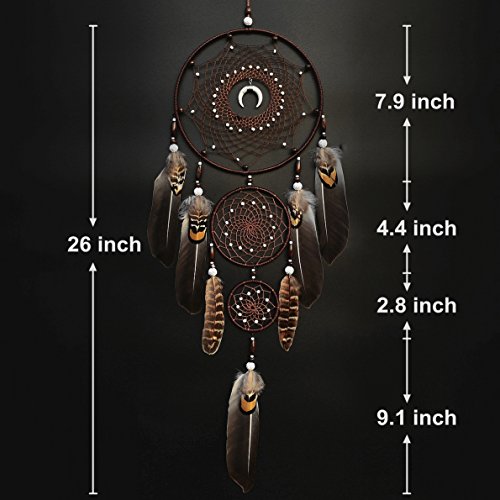 Urdeoms Large Dream Catchers for Bedroom Adult Brown Boho Dream Catcher Wall Decor with Turquoise Hanging Ornament Teen Dorm Room Decor Festival Gift (NO.9) - Image 6