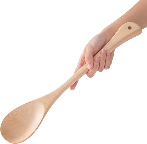 Miniatura 7 de GinSent Cuchara grande de madera para cocinar, cuchara grande de madera de 17 pulgadas para olla profunda, cuchara de esquina gigante de madera de