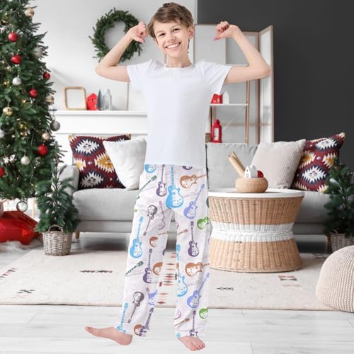Boy's Pants Guitar Musical Note Jogger Pants Elastic Waist Long Bottoms Trousers with Pockets 6-14 Years2