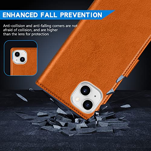 ZZXX for iPhone 14 Wallet Case Magnetic Closure 6.1 inch,Brown - image 7