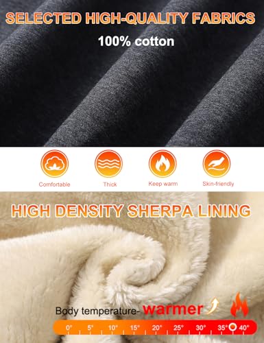 Kissonic Men's Fleece Hoodie Pullover Long Sleeve Sherpa Lined Warm Hooded Sweatshirt3