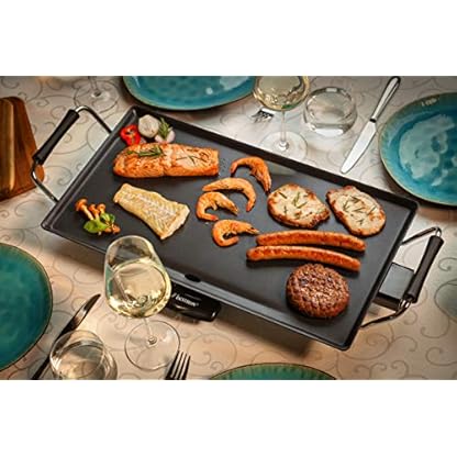 Bestron elektrischer Tischgrill, Plancha-/Teppanyaki-Grillplatte mit Antihaftbeschichtung, Grillspaß für bis zu 4 Personen, 2.000 Watt, Farbe; Schwarz, 47,5 x 25,5 cm – Bild 7