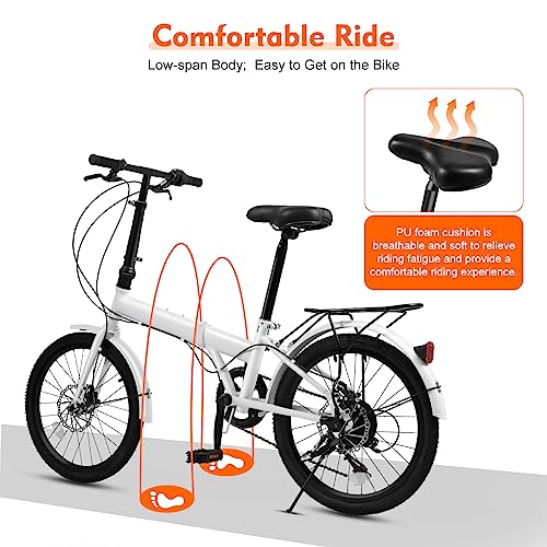7 Speed Folding Bike, 20-Inch Foldable Bike Height