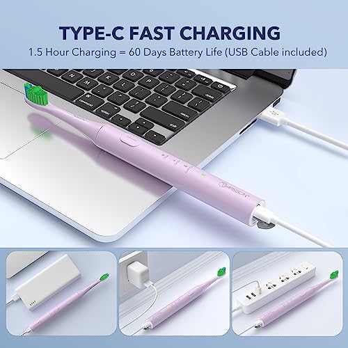 Image of ARISSON Sonic Electric Toothbrush for Adults and Kids, 40,000 VPM Power Toothbrush, 1.5H Fast Charge Ultrasonic Electric Toothbrushes with 2 Minutes Smart Timer, Cotton Candy