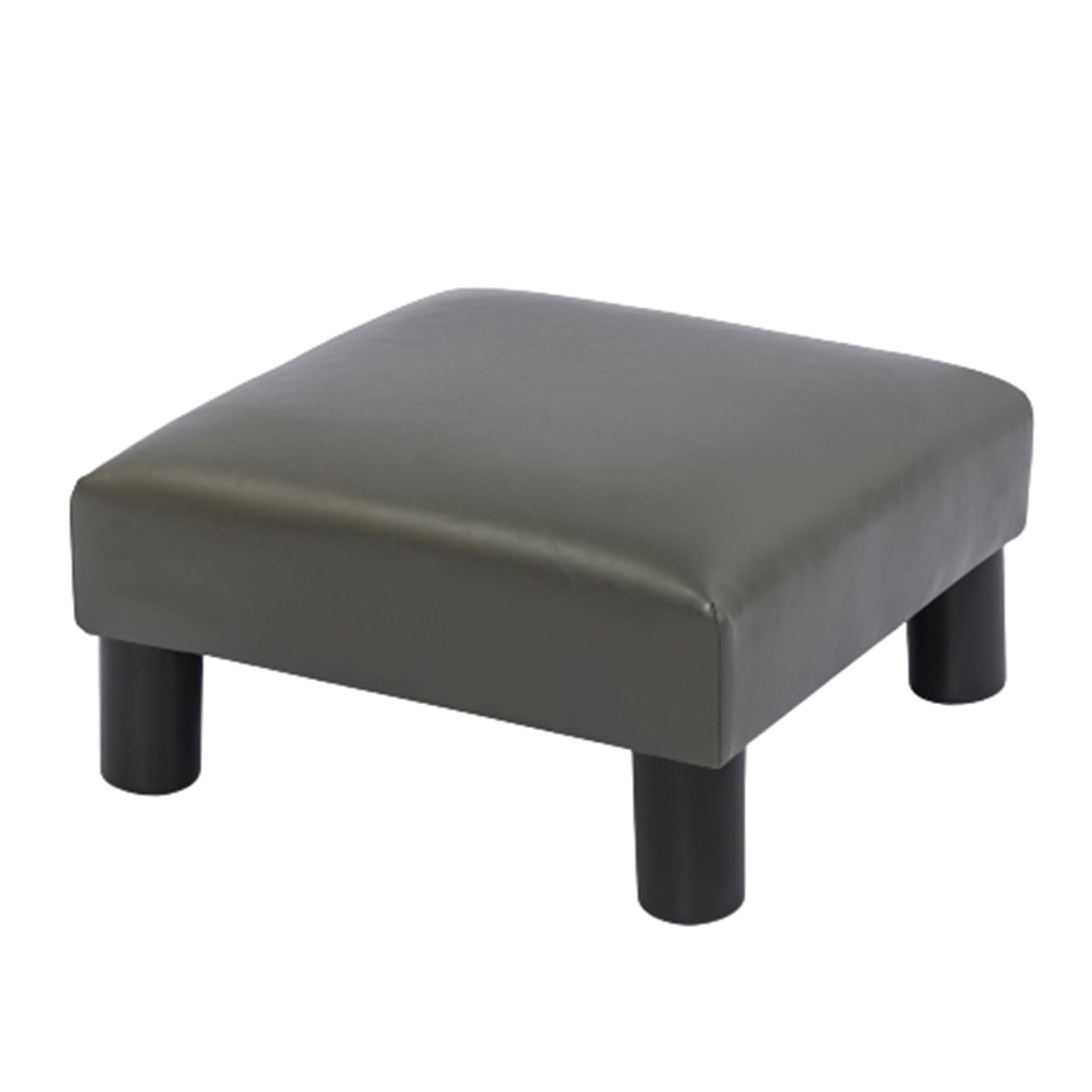 Joveco Small Footstool Ottoman, PU Leather Footrest Square Foot Stool with Non-Skid Plastic Legs, Modern Pets Step Stool for Couch Desk Office Living Room (Grey)