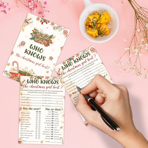 Image of Who Knows The Christmas Girl? Christmas-Themed Party Game, Themed Party Activities and Creative Supplies, Christmas Supplies Set, 20 Game Cards (4x6 inches)