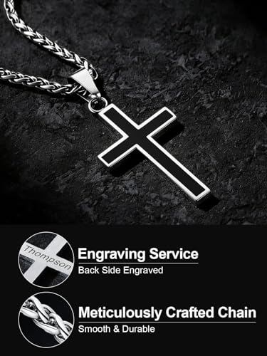 Image of U7 Cross Necklace for Men, Stainless Steel Silver Black Gold Mens Cross Necklace, 22-24 Inches