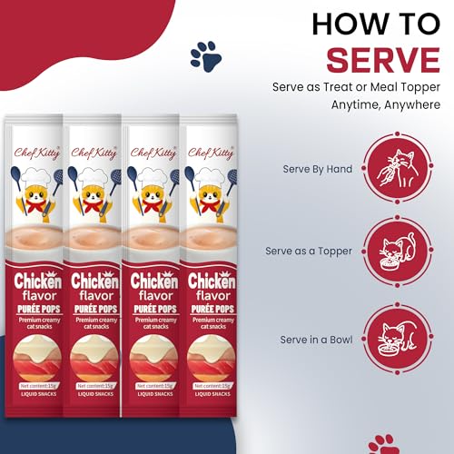 Purée Pops + Blue Feeding Spoon, Grain-Free, Lickable, Squeezable Creamy Cat Treat/Topper, 10 Tubes, Chicken Flavor - Image 5