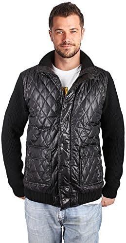 quilted jacket with knitted sleeves