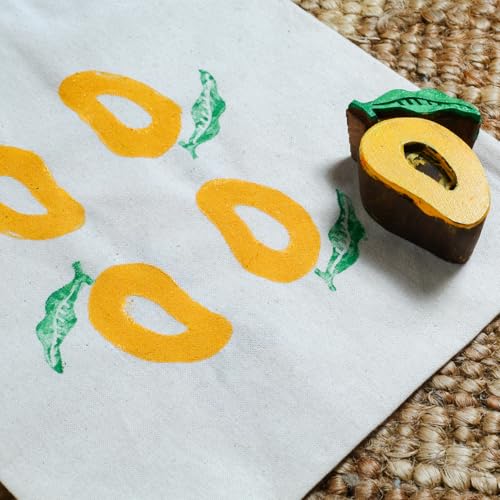 Image of Wooden Stamp Art Fruits for Kids 3+ Years, 4 to 8 Years | DIY Art & Craft Toy with Wooden Stamps | Montessori Inspired Educational Toy | Non Toxic | Handmade in India | Screen Free Toy