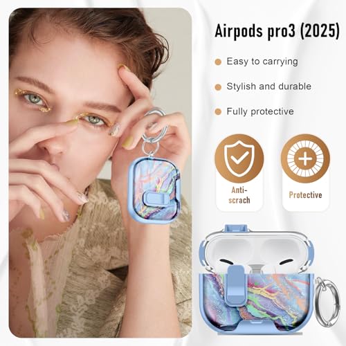 Image of Compatible Airpods Pro 3 Case (2025) with Phone Stand & Cleaner Kit,Cute Soft Silicone Lock Clip Apple AirPods Pro 3rd Generation Case, Airpod Pro 3 Cover with Keychain for Women /Girls