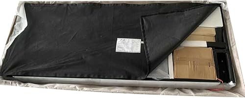 Miniatura 6 de Base de cama tapizada tamaño King con cabecera de tela de lino capitoné con botones, no necesita somier, soporte de listones de madera, fácil