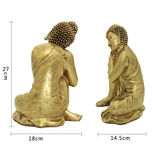Estatua de Buda indio en resina dorada 10.63" H miniatura 2