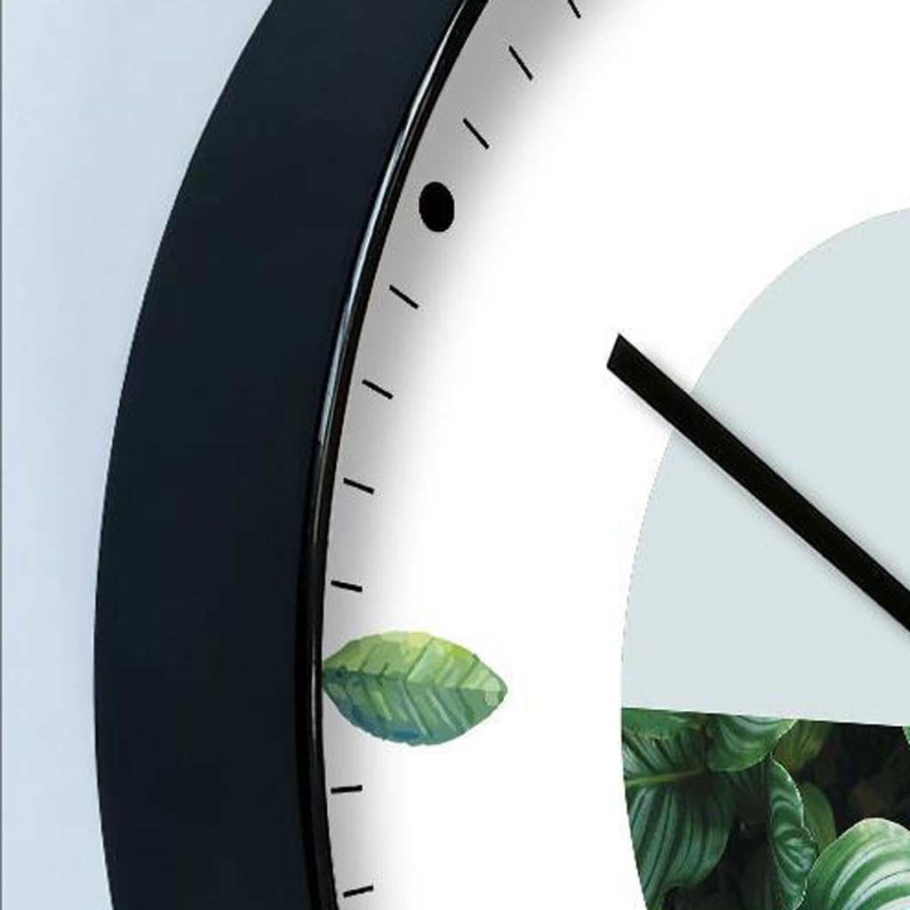 Orologio da parete Orologio al quarzo silenzioso con secondi di movimento Orologio da parete for soggiorno Orologio da parete con pianta verde Reloj De Pared(A)