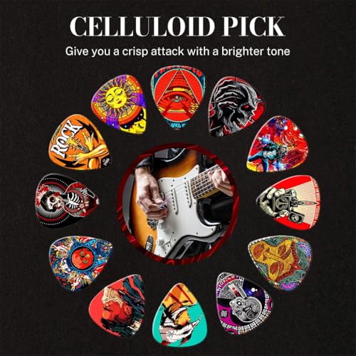 Image of ZIBUYU Guitar Picks 12 Pack Thin, Medium, Heavy Picks,Variety Pack Artistic Celluloid Guitar Pick for Bass