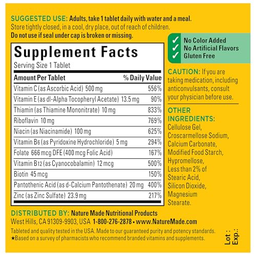 Nature Made Stress B Complex Supplement with Vitamin C & Zinc, 75 Tablets - image 6