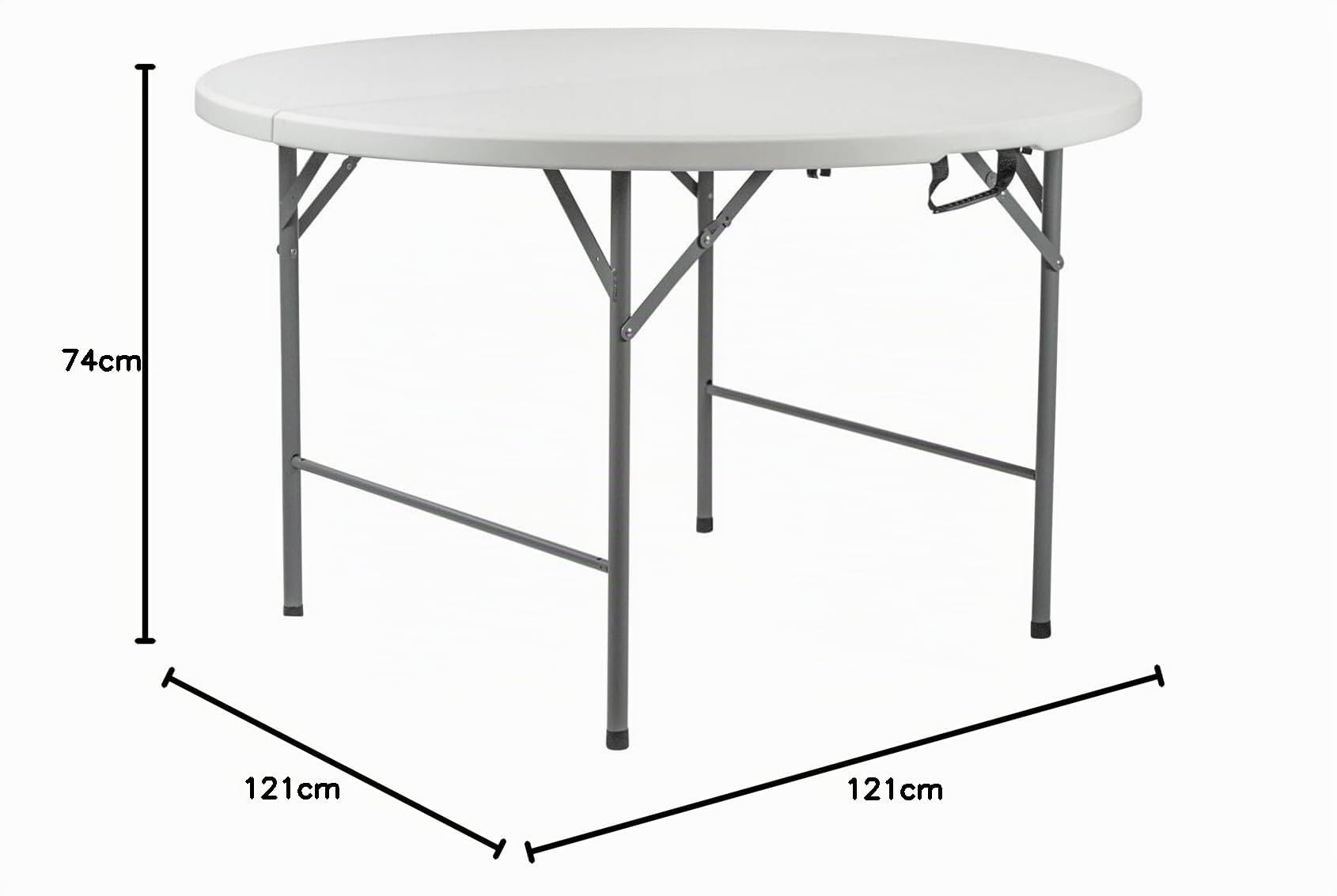 7H SEVEN HOUSE Mesa Plegable Redonda Efecto Granito Blanco Ø121x74cm 7house