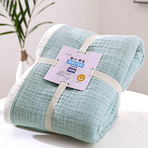 Vanxing ガーゼケット シングル 4重織り 天然綿100% 吸湿 通気 夏快眠 肌に優しい 年中快適 丸洗いOK 軽量 リバーシブル 150x200cm (無地,グリーン)