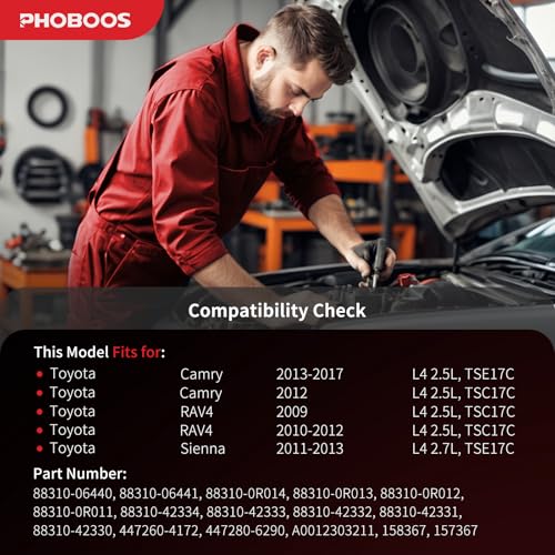 Image of PHOBOOS A /C Compressor with Clutch Compatible with Toyota Camry 2012-2017 2.5L, RAV4 2009-2012 2.5L, Sienna 2011-2013 2.7L, with 6-Groove Pulley, Ref. CO 11303C