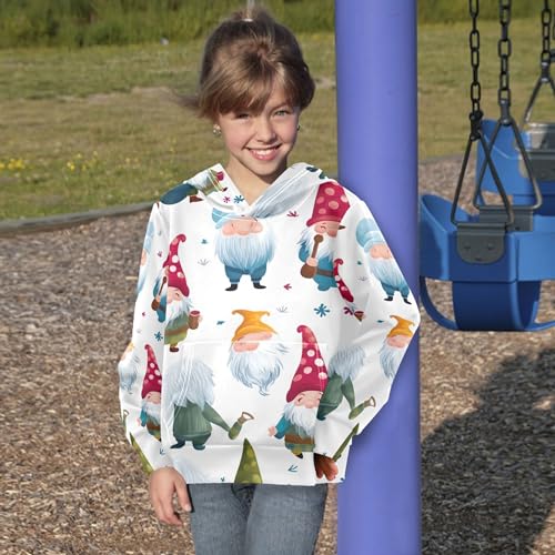 Kids Hoodies Sweaters Christmas Gnome Dwarfs Hooded Sweatshirts with Big Pockets for Boys Girls B04000274