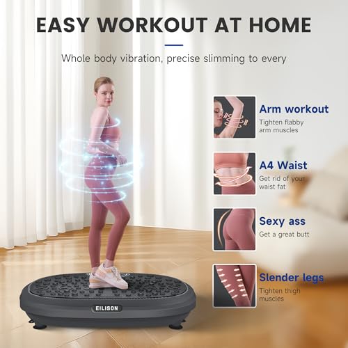 Image of EILISON FitMaxx 3D XL Vibration Plate Exercise Machine - Whole Body Workout Vibration Platform w /Loop Bands - Lymphatic Drainage Machine for Weight Loss, Shaping, Recovery