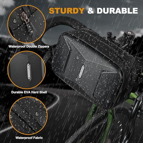 Febabilo Bike Waterproof Handlebar Bag, Hard Shell Bike Front Bag, 3.2L Bicycle Handle Bar Storage Bag, Bike Frame Pouch Pack With Shoulder Strap Removable For Road Mountain Bike thumb #3