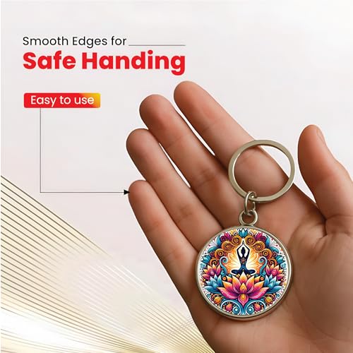 Image of MG | Protective Evil Eye /Spiritual Symbols /Om /Motivational Keychains | Double-Sided Metal Key Ring | Good Luck and devine Charm for Car, Bike, Home & Office