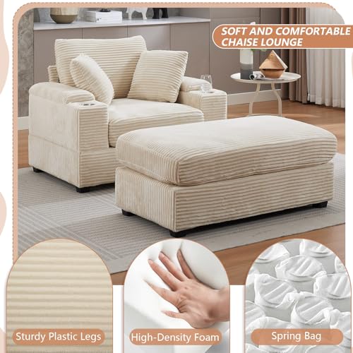 Sillón Plegable Beige Corduroy miniatura 4