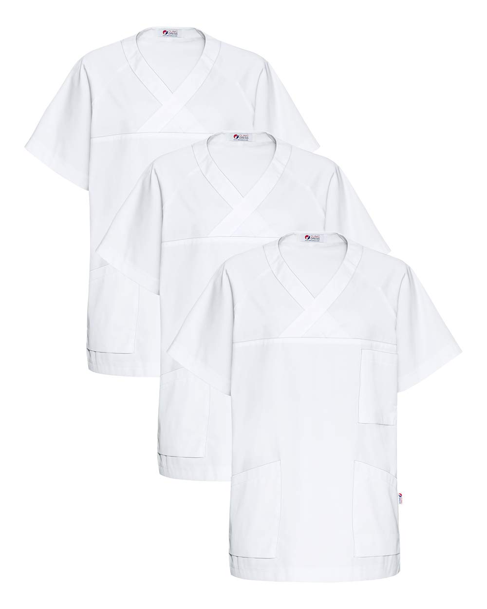 CLINIC DRESS Schlupfkasack - 3er Pack Herren Kasack V-Ausschnitt 95 Grad Wäsche SPARPACK