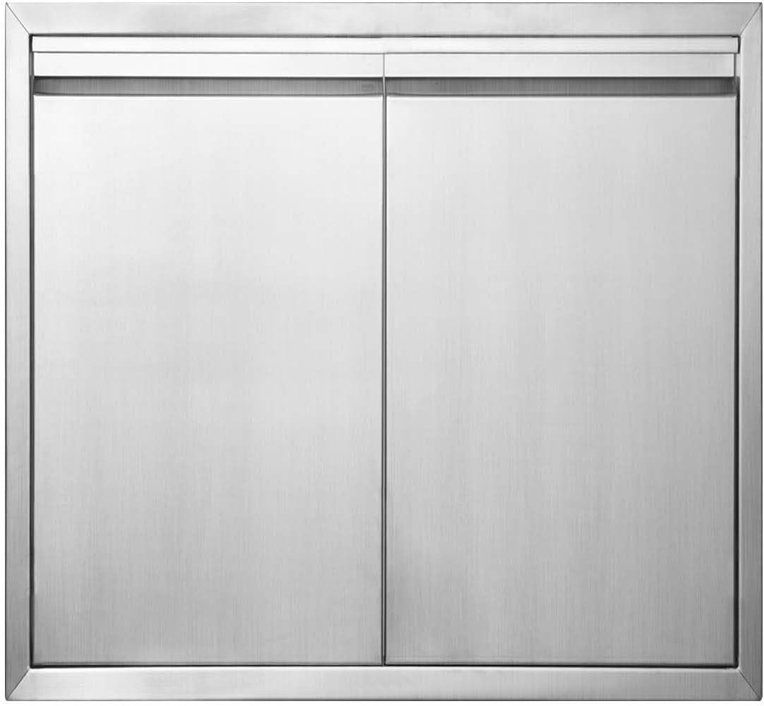 JIE JIN BBQ Access Door 24" W X 24" H Outdoor Kitchen Doors Double Doors Thickened 304 Stainless Steel Outdoor Kitchen Accessories Door for Indoor/Outdoor Kitchen Outdoor Cabinet BBQ Island