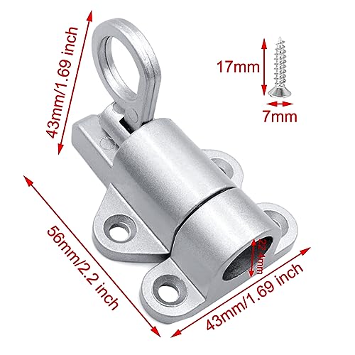 SyiXute 4 Pcs Door Spring Bolt,Aluminum Alloy Gate Latch Bounce Lock,Automatic Locking Door Latches,Door Locks with Screws for Shed Doors Gates and Outhouse Doors (Silver) - Image 2