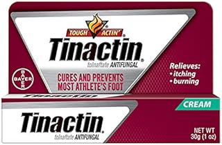 Tinactin Athlete's Foot Cream, Tolnaftate 1%, Antifungal, AF Treatment, Proven Clinically Effective on Most Athlete’s Foot and Ringworm, Cream, 1 Ounce, 30 Grams, Tube