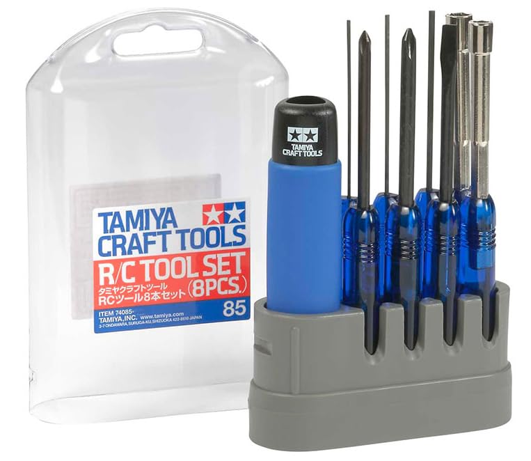 Tamiya 74085 RC Driver 8-Piece Tool Set Phillips Hex Box Wrench Stand