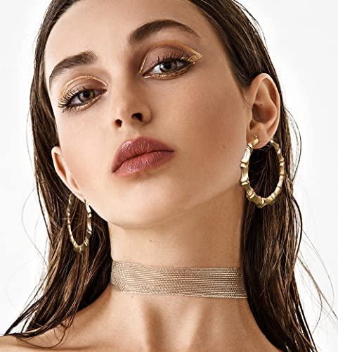 Fansilver 6-10 Pairs Bamboo Earrings Set Hollow Casting Hip-Hop Large Bamboo Earring For Women Oversize Different Shape Gold Hoop Earrings Set Fashion Rapper Accessories Jewelry4