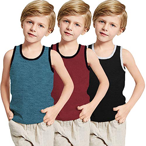 Boyoo Big Boys Youth 3 Pack Tank Tops Sleeveless Y-Back Cotton T Shirts Casual Moisture Wicking Undershirts