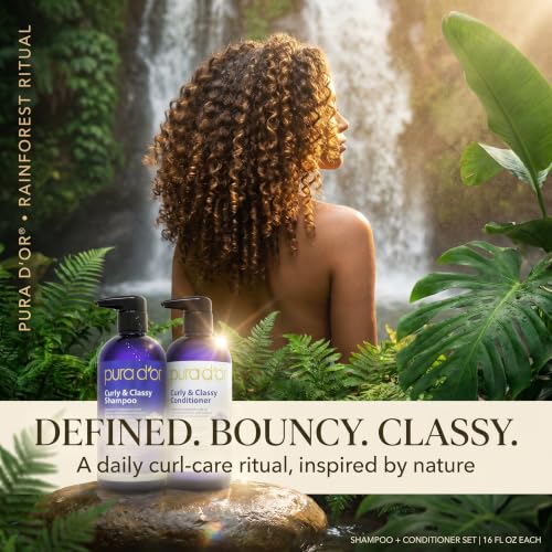 PURA D'OR Curly & Classy Shampoo & Conditioner Set for Defined Curls - Nourishing Formula with Argan, Castor, Geranium, Coconut & Kukui Seed Oils - image 6