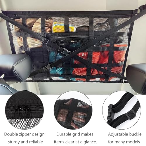 Gepäcknetz Auto für Aufbewahrung, 80x52cm Gepäcknetz Autodach, Universal Autodach Gepäcknetz Decke, Auto Netz dachhimmel, für Vier Dach Armlehnen auf Autos, Jeeps, Van, SUV