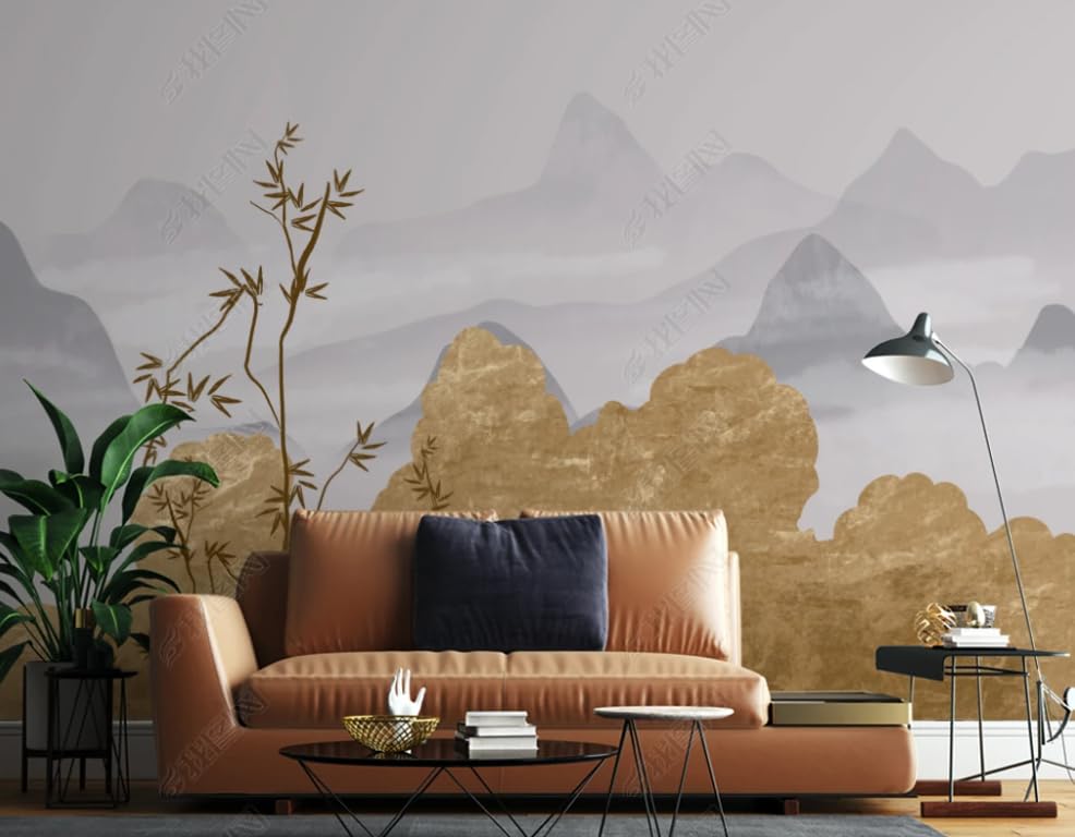 Papier peint intissé salon feuille d'or décoration murale chambre 250x175 - 2