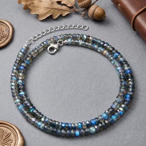 Image of Natural Rainbow Gemstone Beaded Necklace for Women | Healing Crystal Stone Jewelry | Handmade Trendy Necklace Gift for Women & Girls