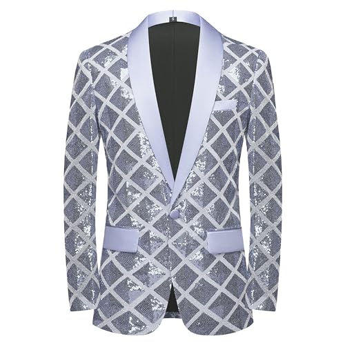 Veste Costume Homme Paillettes Style Smoking Haut de Gamme Slim Fit