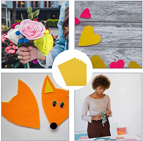 Image of Savita 5Pcs 10x9 Inch 3mm Thick Felt Sheets, Stiff Felt Hard Craft Fabric Squares for Kids DIY Crafts Patchwork Embroidery Sewing Crafting Project (Yellow)