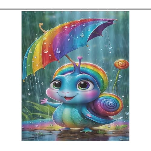 Rideau de douche escargots en polyester imperméable 152x183cm avec crochets - 7