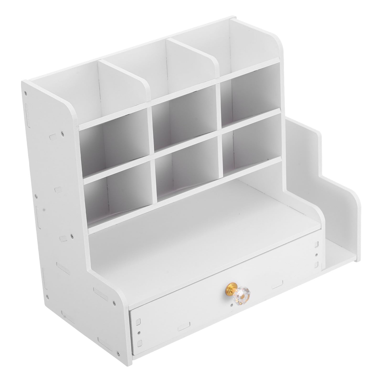 Porte-stylo blanc en bois-plastique à grande capacité avec tiroir de bureau