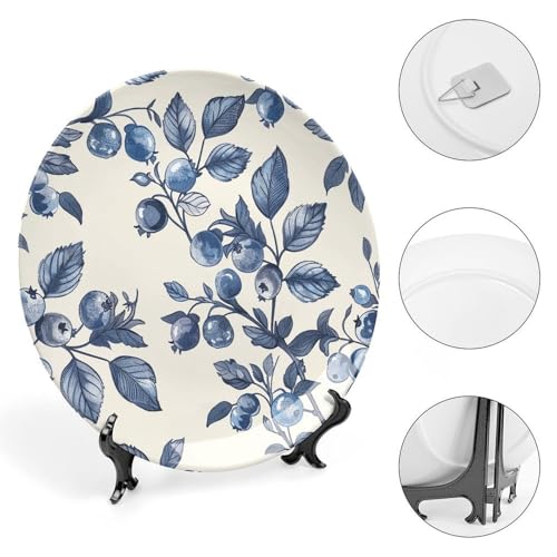 Plato decorativo de porcelana con patrón de flores arándano 7 in miniatura 4