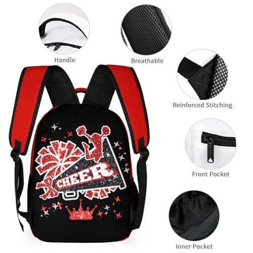 Custom Red Cheer Black White Cheerleading Girl Bow Kids' Backpack Personalized Child Daypacks Shoulder Bag for Primary Junior High University Gift2