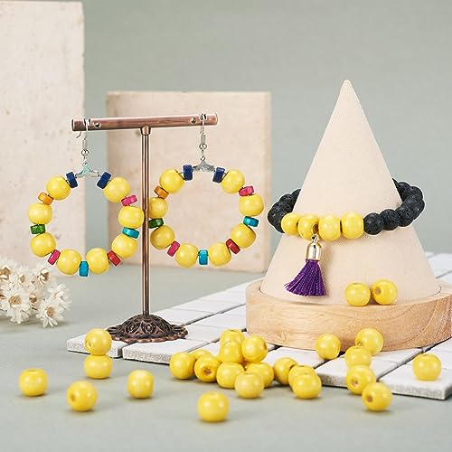Cheriswelry 200pcs Natural Dyed Wood Beads 8mm Yellow Round Ball Wooden Spacer Loose Beads for Jewelry Crafts Making Hole:2mm - Image 2